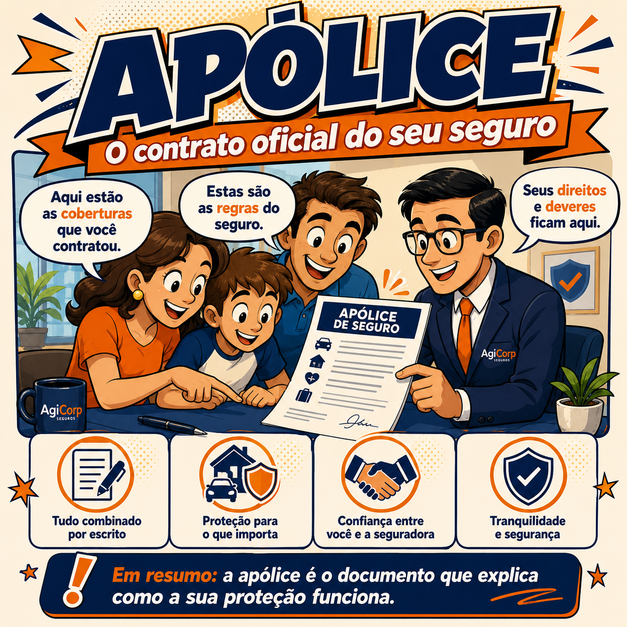 Quadrinho divertido sobre apolice