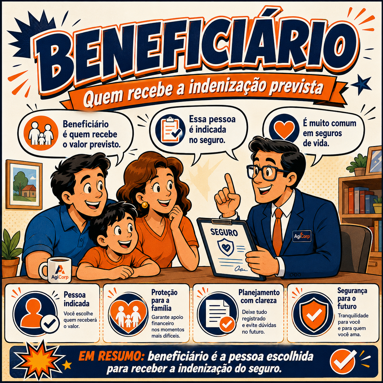 Quadrinho divertido sobre beneficiario