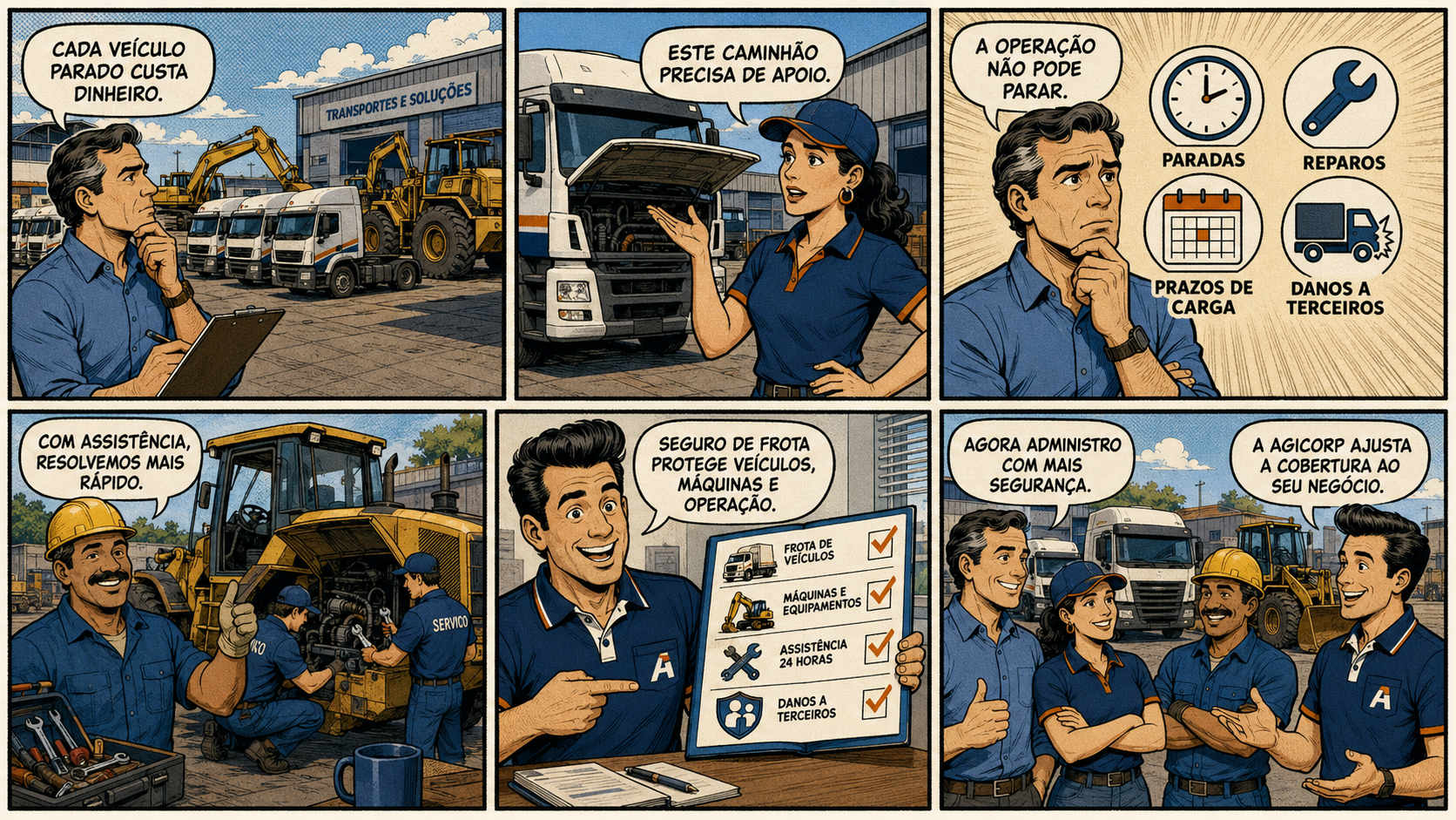 Quadrinho explicativo sobre Seguro Frota