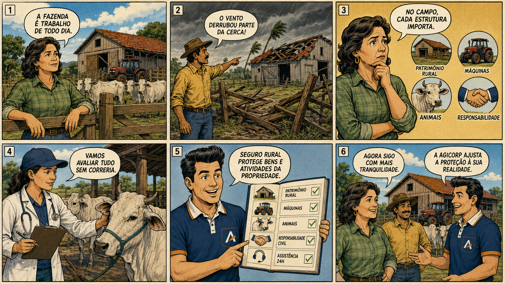 Quadrinho explicativo sobre Seguro Rural